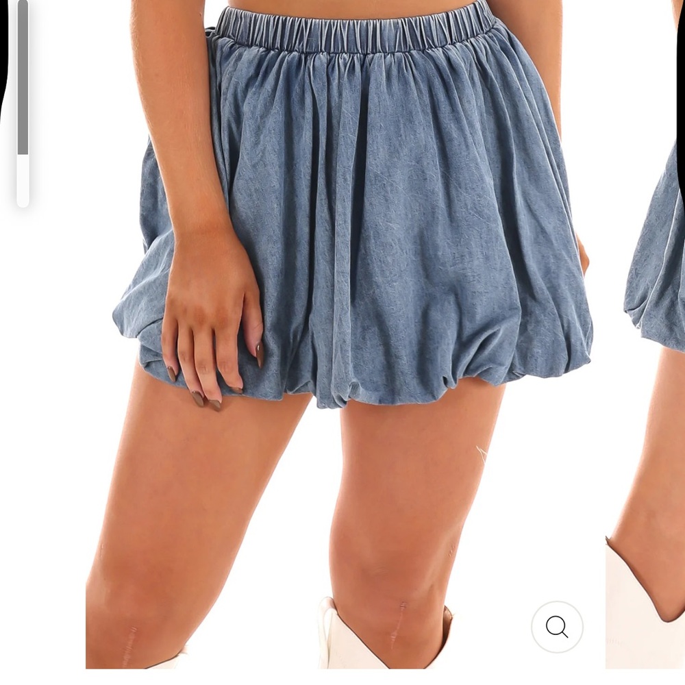 Pilcro Anthropologie Denim Bubble Mini Skirt Elastic Waist Size Small